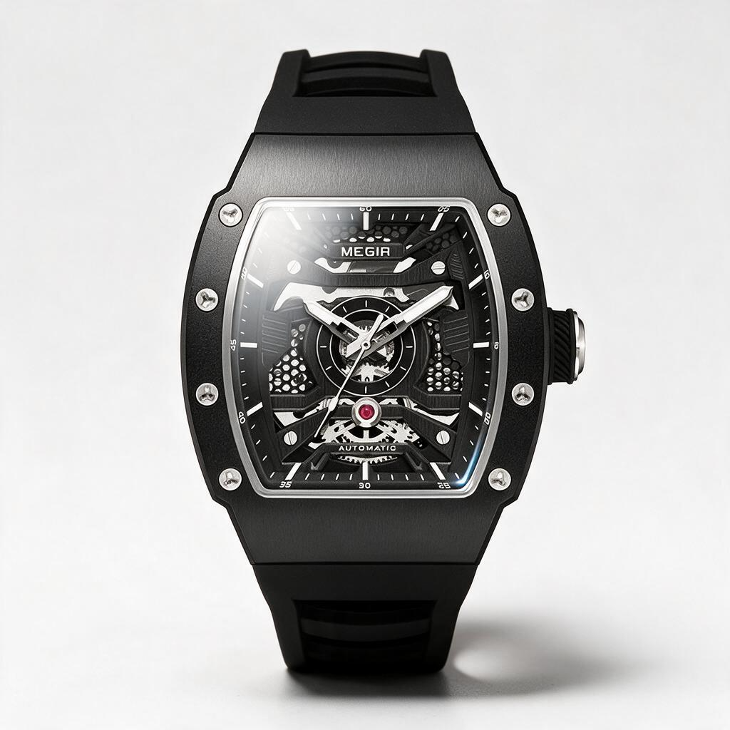 MEGIR Neptune skeleton automatic watch for men, view 9