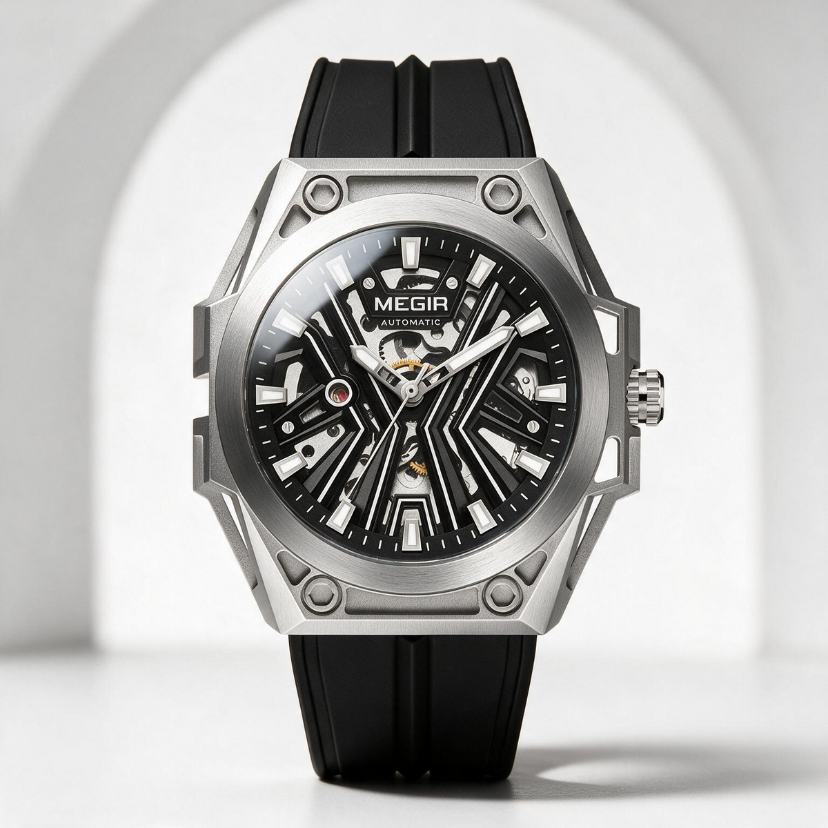 MEGIR Legacy skeleton automatic watch for men, view 10