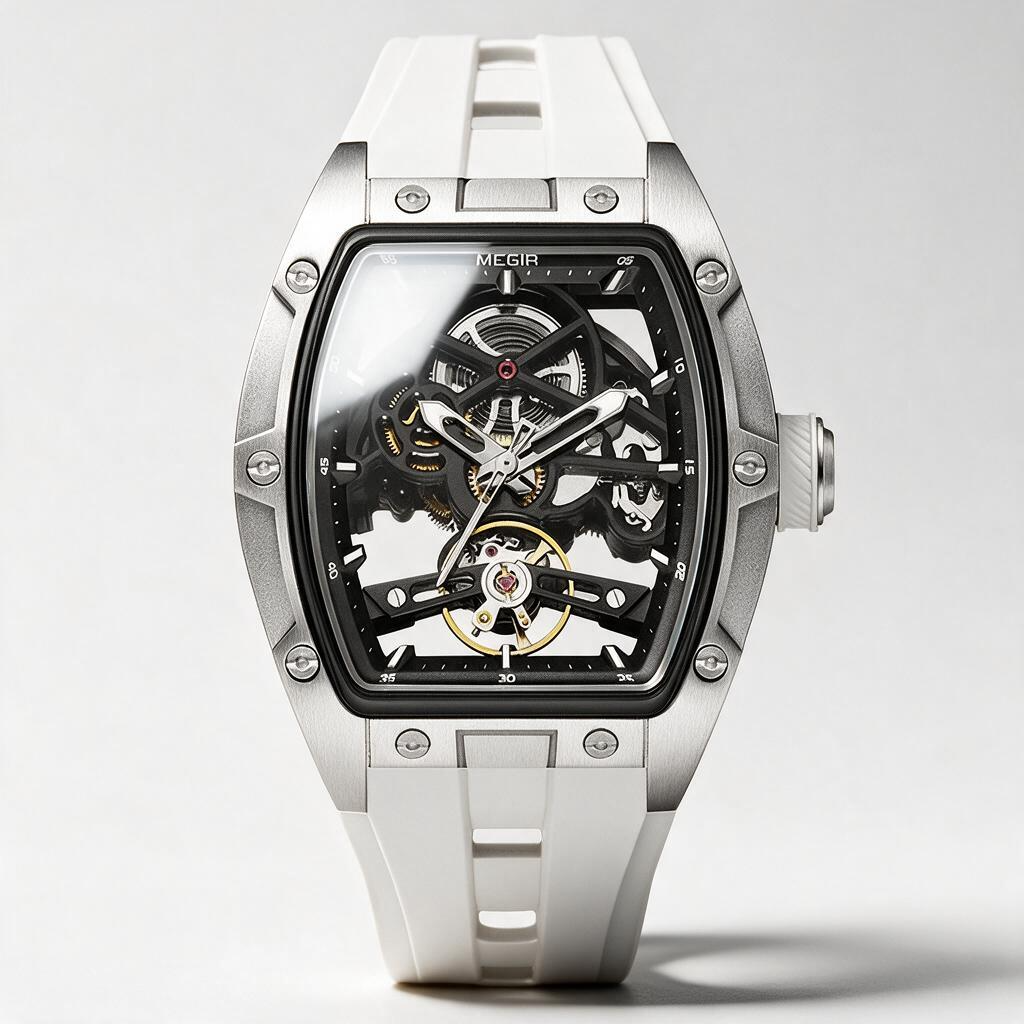 MEGIR Arctic skeleton automatic watch for men