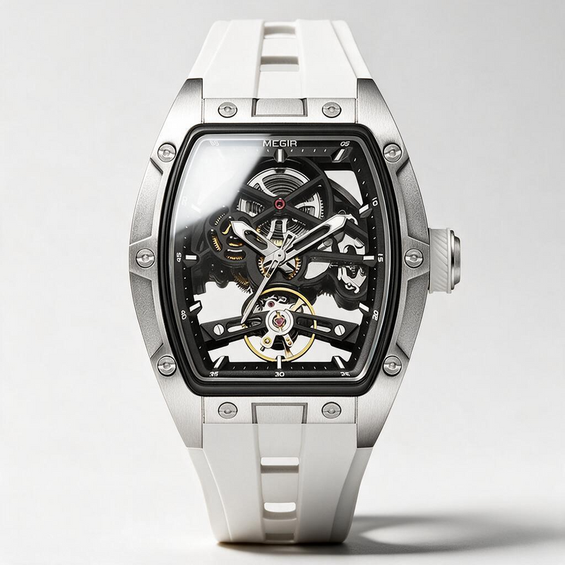 MEGIR Arctic skeleton automatic watch for men