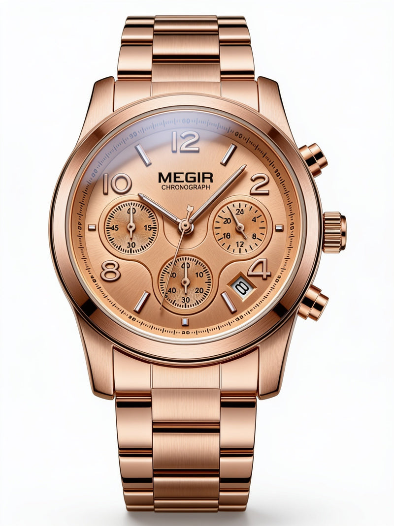 MEGIR Rose quartz watch for women