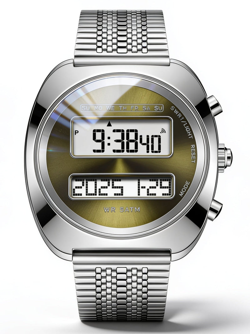 MEGIR Retro Steel chronograph quartz watch for men