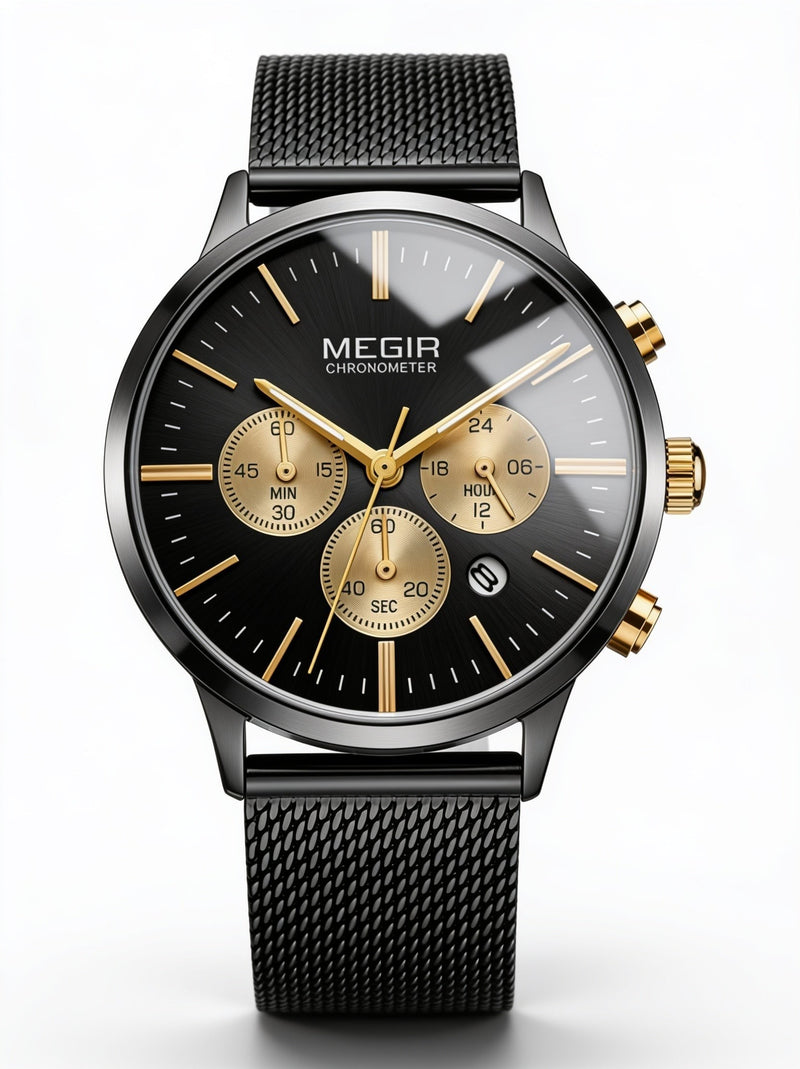 MEGIR Eclipse Gold chronograph quartz watch for women