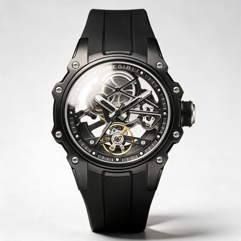 MEGIR Skeleton automatic watch for men