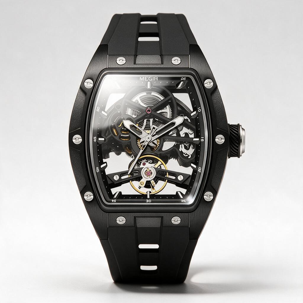 MEGIR Arctic skeleton automatic watch for men, view 11