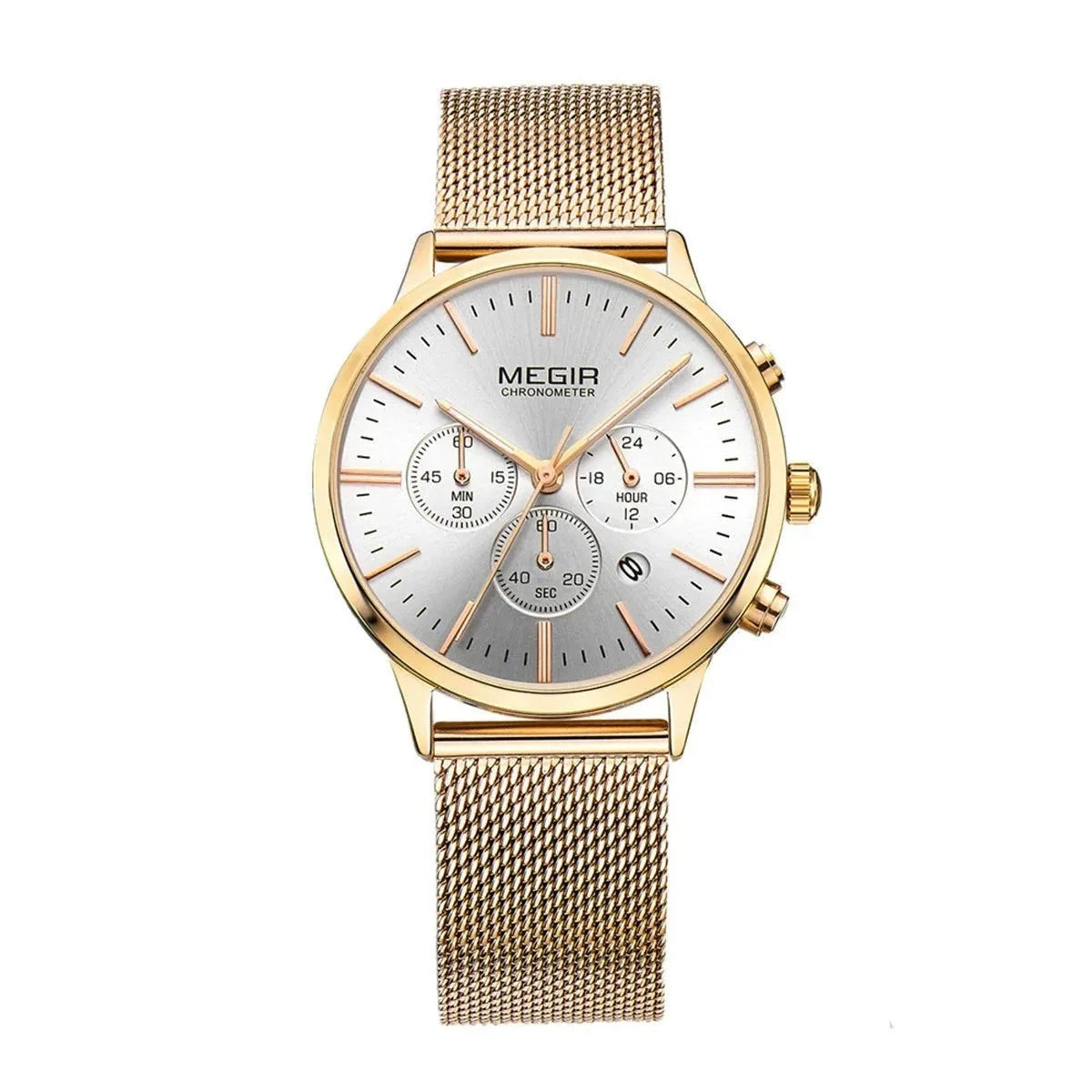 MEGIR Eclipse Gold chronograph quartz watch for women, view 8